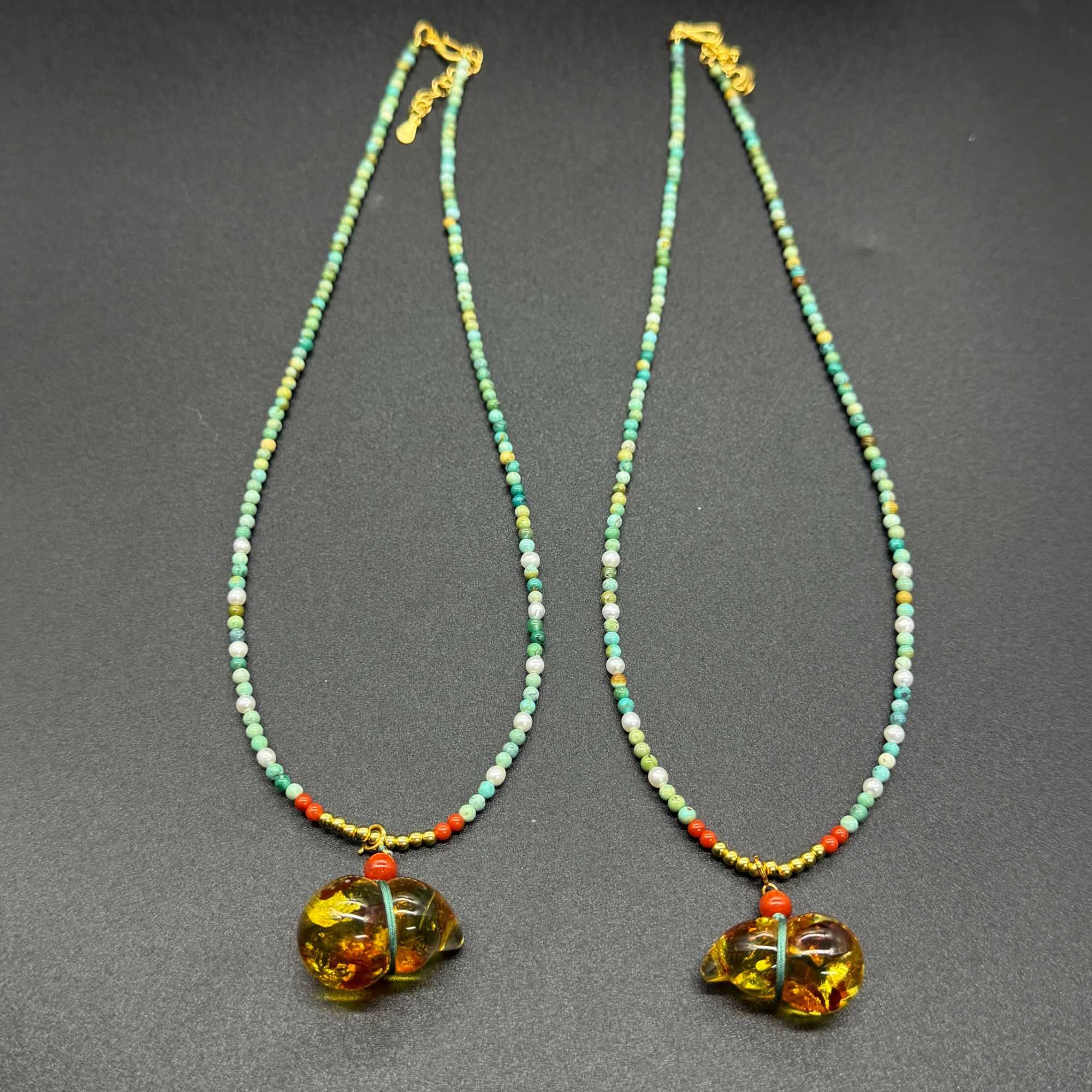 【景旺】24mm+花珀葫芦炫彩绿松锁骨链@多样性只发其中一件