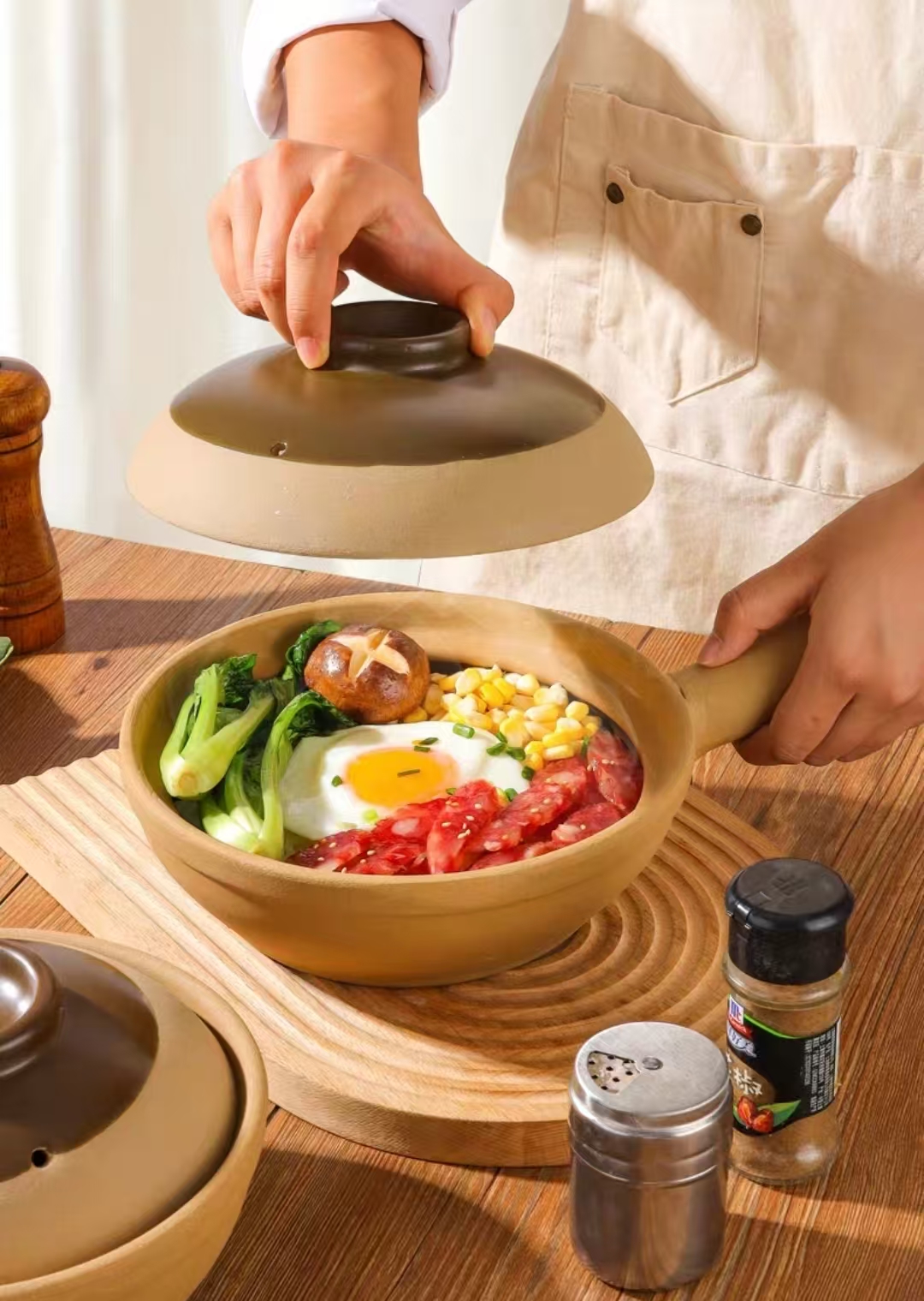 一鼎陶瓷【福利】老式土陶单手柄小砂锅广东无釉煲仔饭土砂锅