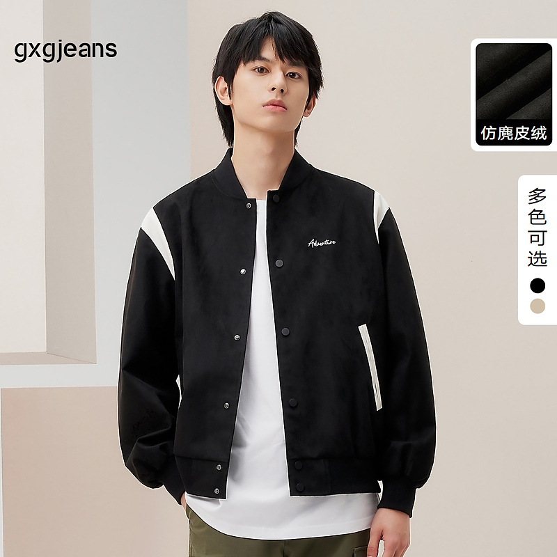 gxg jeans男装2023年冬季多色仿麂皮绒棒球领夹克JFD12100041