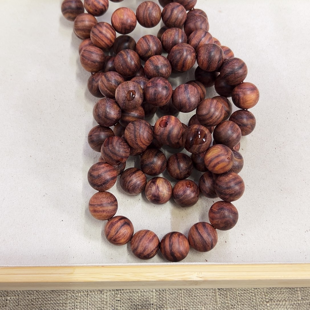 手串/手链黄花梨/降香黄檀18mm圆珠初抛无胶无腊西部红油梨