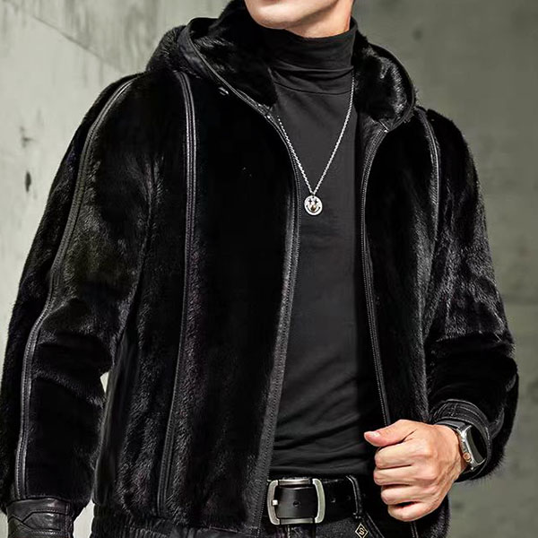 2025年进口小母貂紫金级水貂皮连帽整貂水貂毛领冬季鹅绒服外套