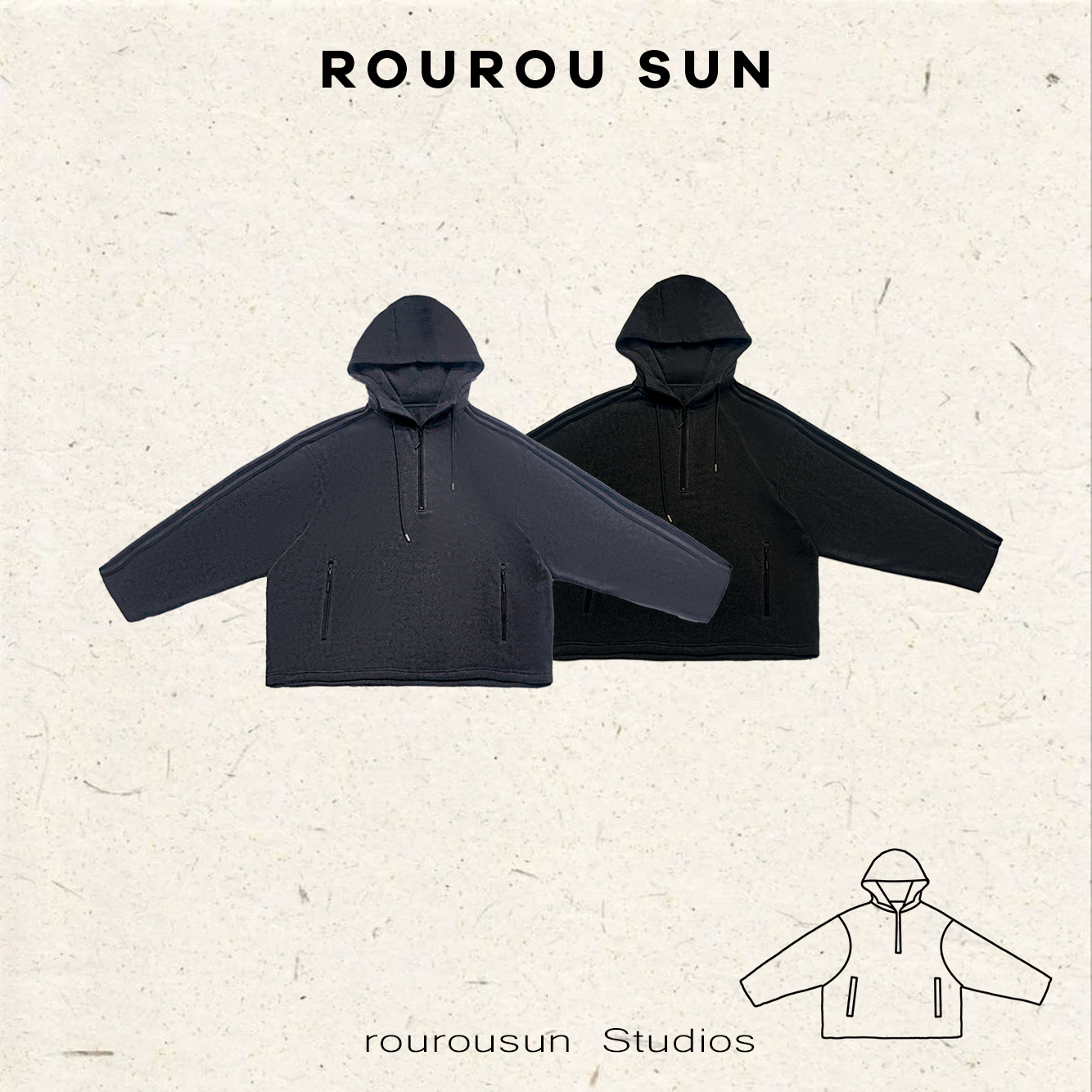 50195冬款女装韩系时尚感半拉链休闲三道杠连帽卫衣