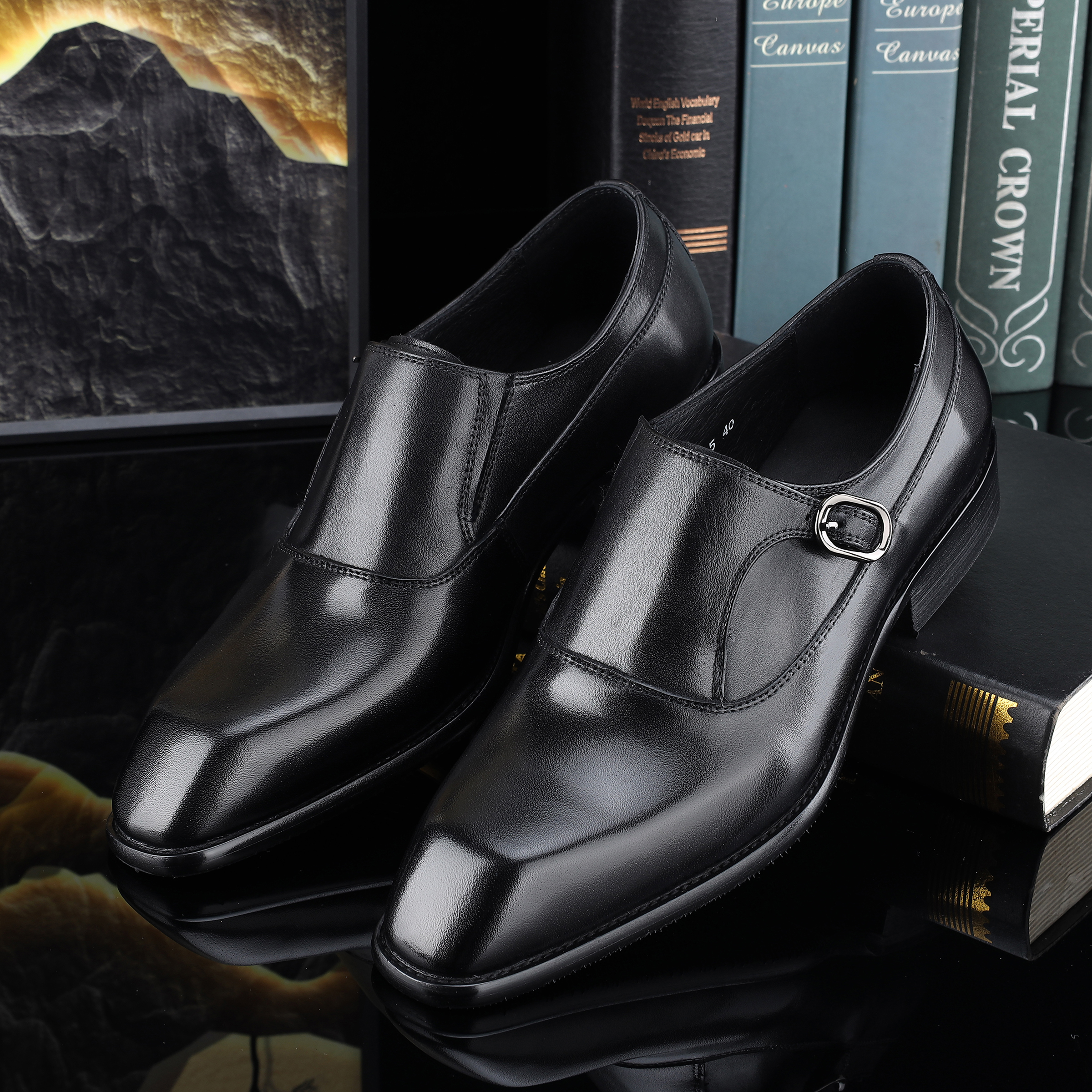 尖头套脚英伦男士商务皮鞋真皮透气头层牛皮正装休闲百搭男鞋新款