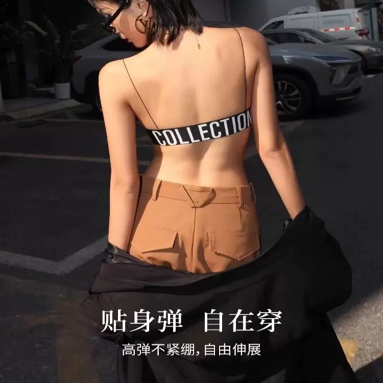 细肩带抹胸吊带美背抹胸一体2025新款薄款裹胸