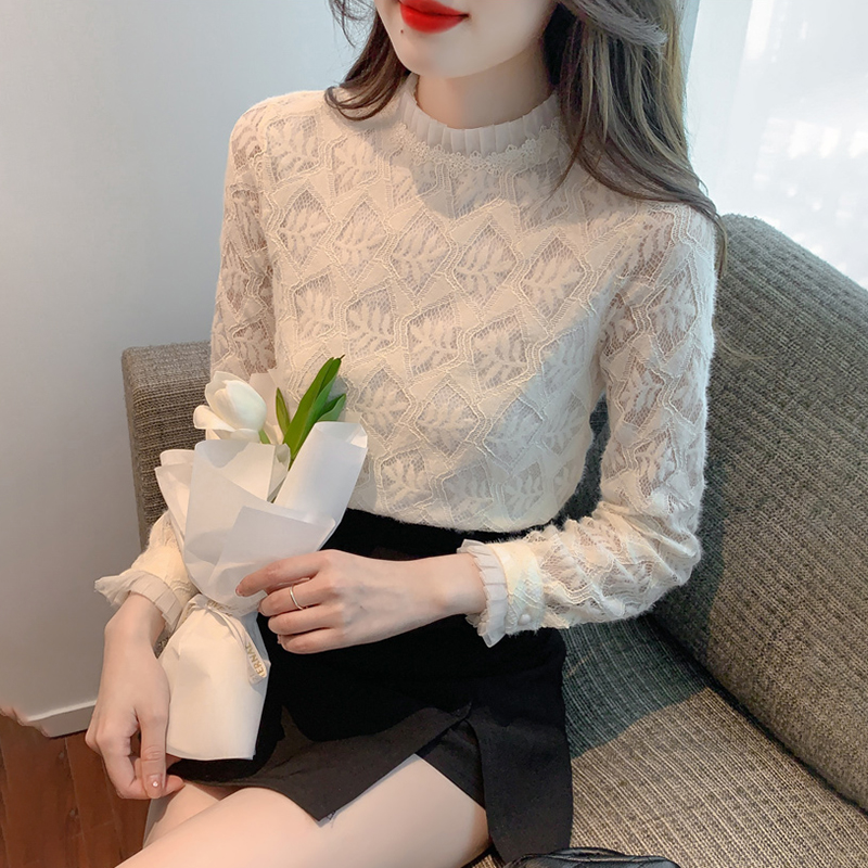 法式蕾丝打底衫女春秋装2025新款设计感洋气减龄内搭小衫加绒上衣