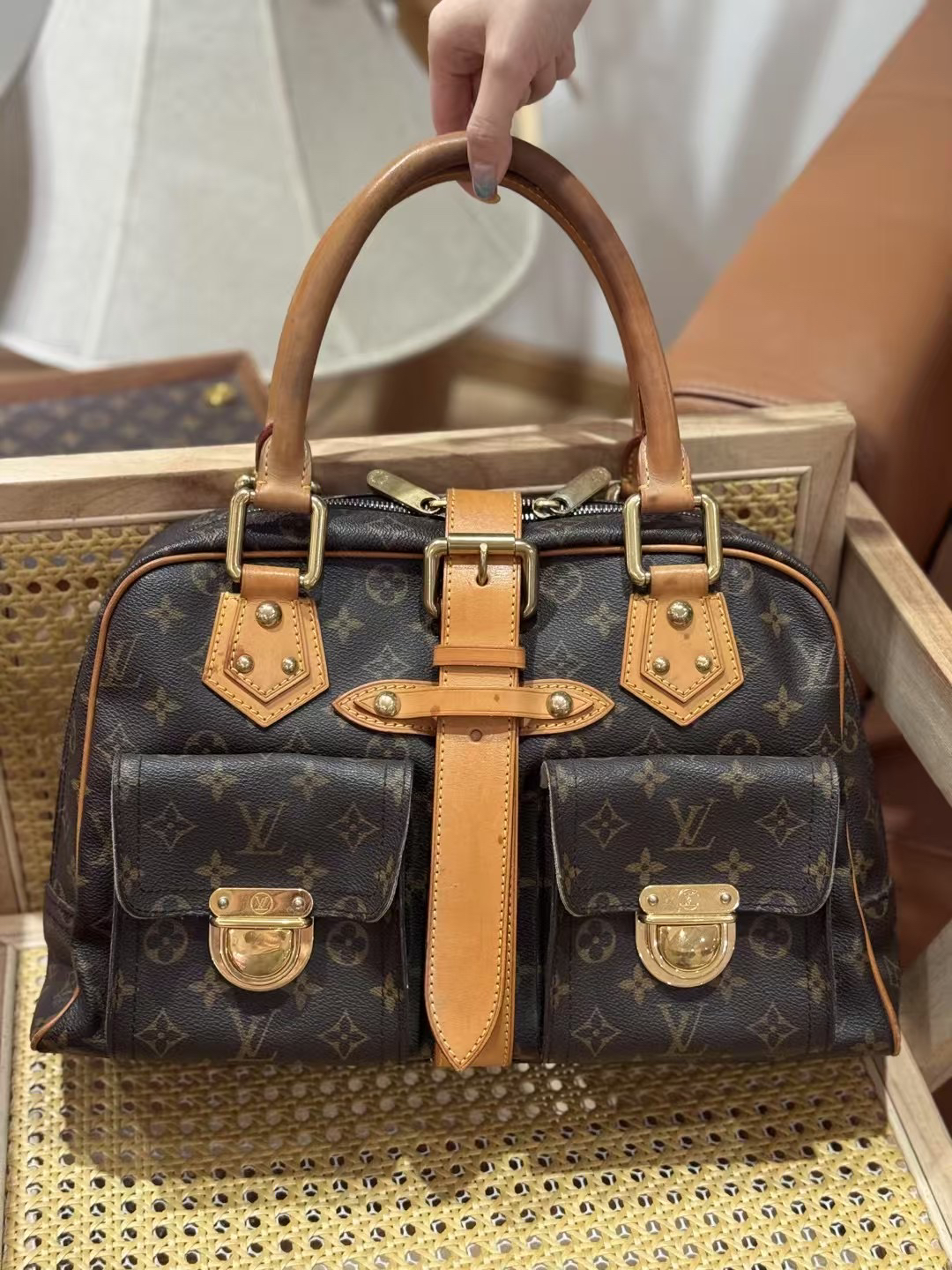95新 LouisVuitton/路易威登 Lv曼哈顿手提包 经典百搭