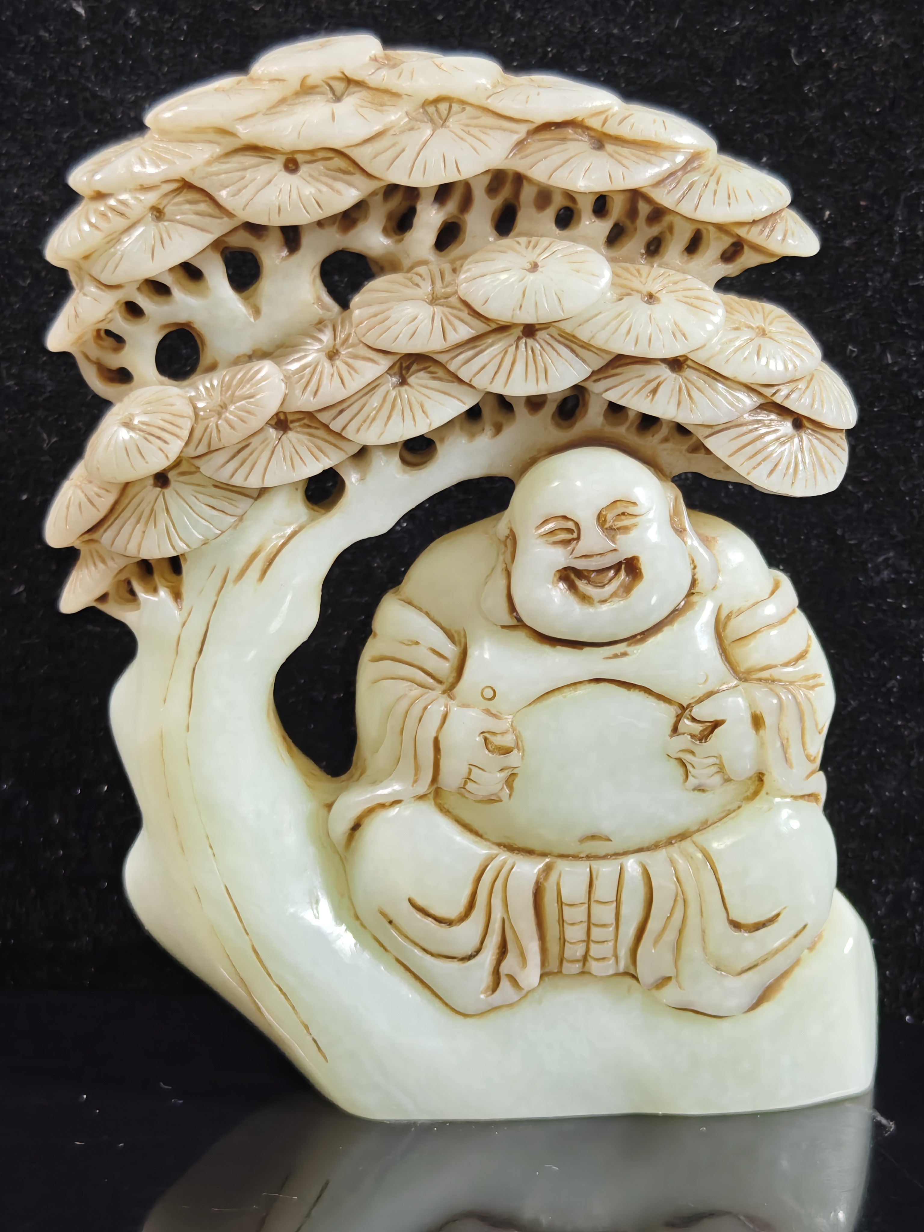 旧藏和田玉松下佛摆件手把件配饰