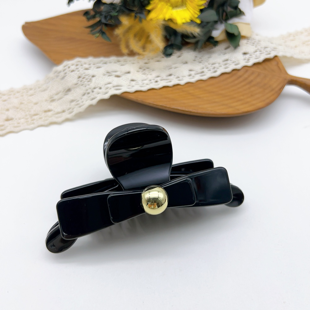 02802 好啊商店 蝴蝶结抓夹-黑色 长度11.5cm左右