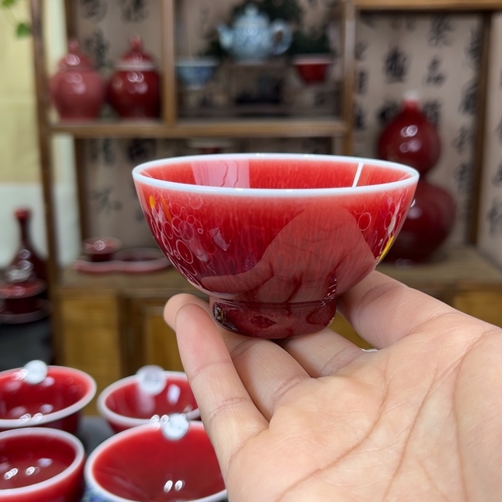 景德镇陶瓷浅行窑鸡心杯