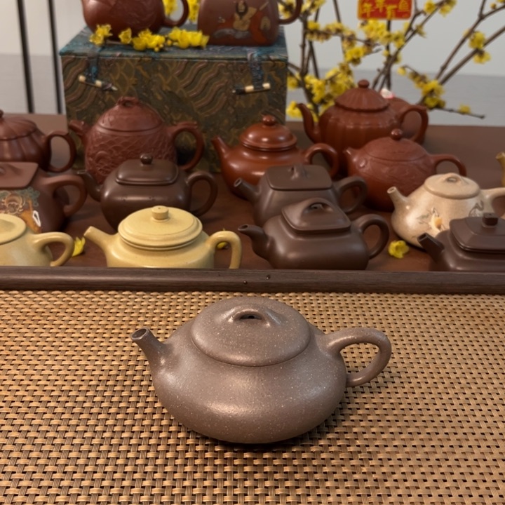 紫砂茶壶见瓢天青泥半手壶