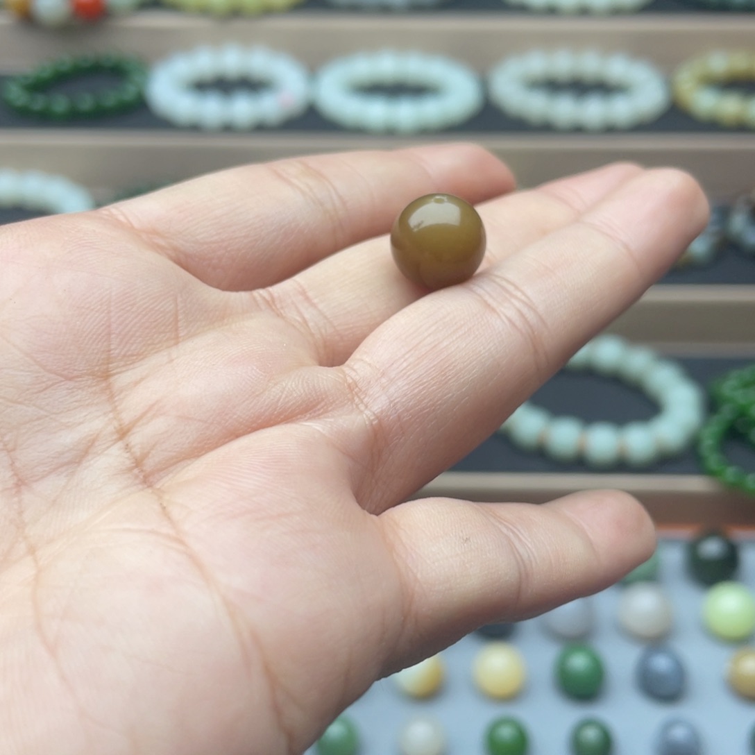 和田玉（糖玉）单珠12未镶嵌