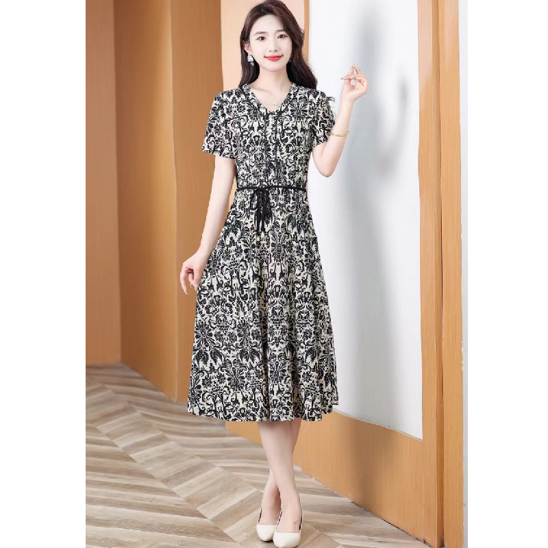 【撤柜样品】X441夏季气质百搭中长款连衣裙女