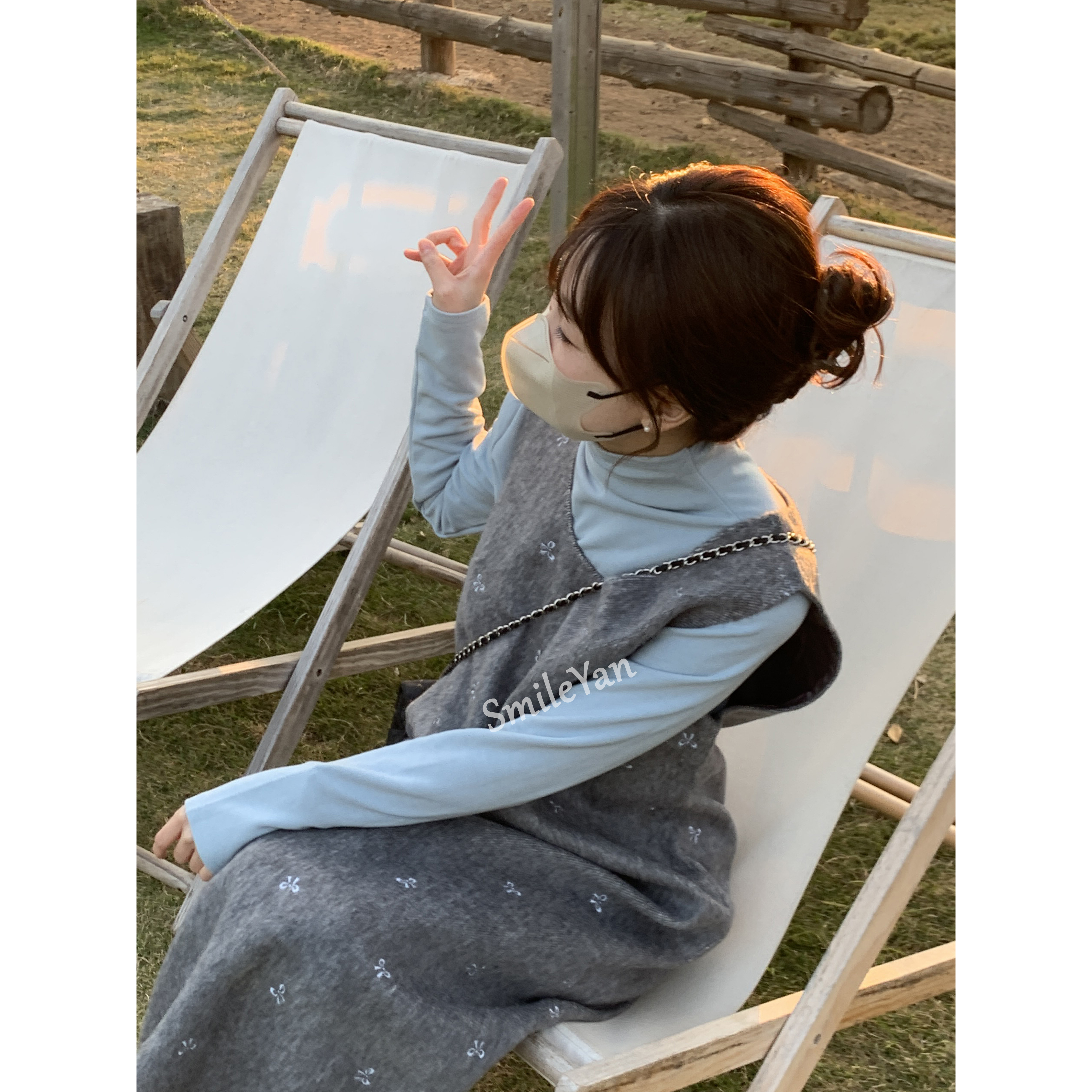 【SmileYan】（治愈冬季）NO退NO换减龄蝴蝶结毛呢无袖背心连衣裙