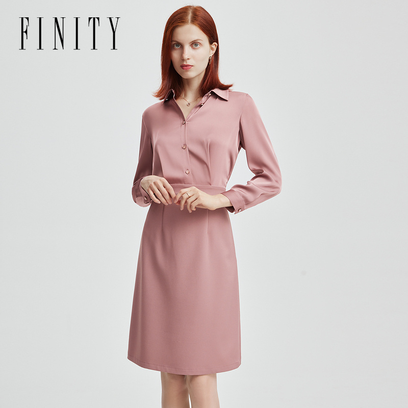 【粉丝专享】FINITY 新款针织连衣裙气质收腰修身高腰 F21WCD05L6