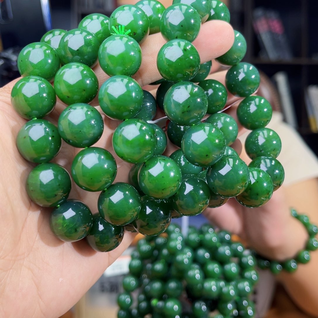 手串未镶嵌和田玉纯天然俄罗斯乌兰海碧玉料卡16多样性发其一