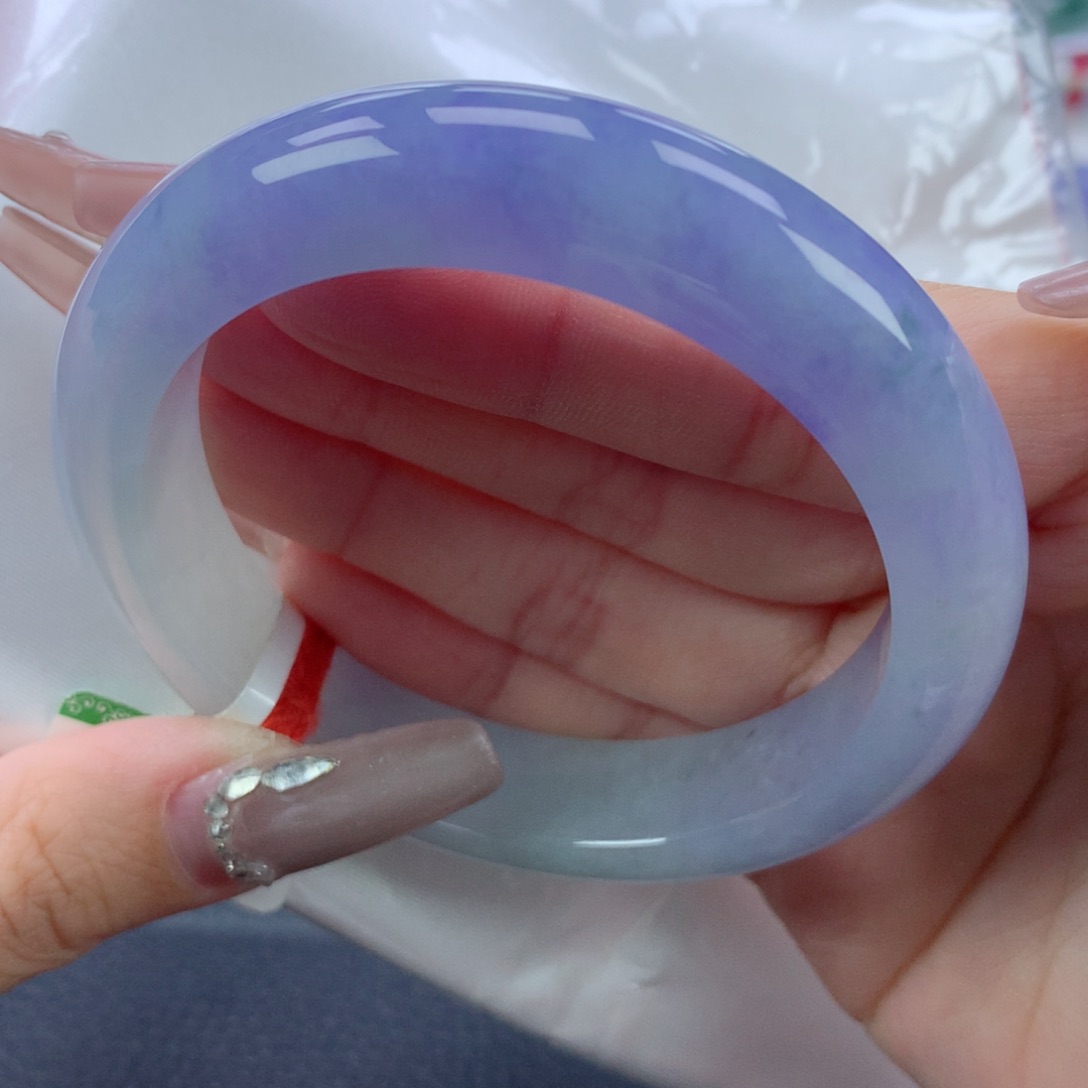 翡翠手镯未镶嵌57正圈蓝紫色