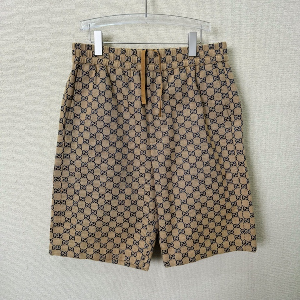 99新 GUCCI/古驰 双G满印抽绳松紧短裤/48码