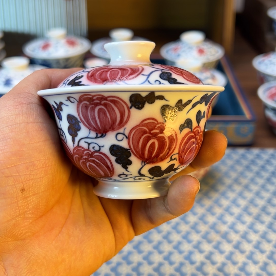 盖碗微瑕新年快乐茶器百宝箱