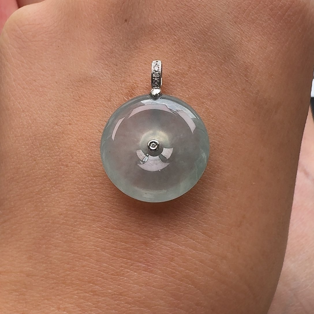 翡翠颈饰18K金镶嵌平安扣