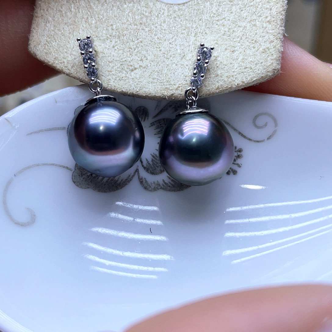 海水珍珠耳饰银S925镶嵌