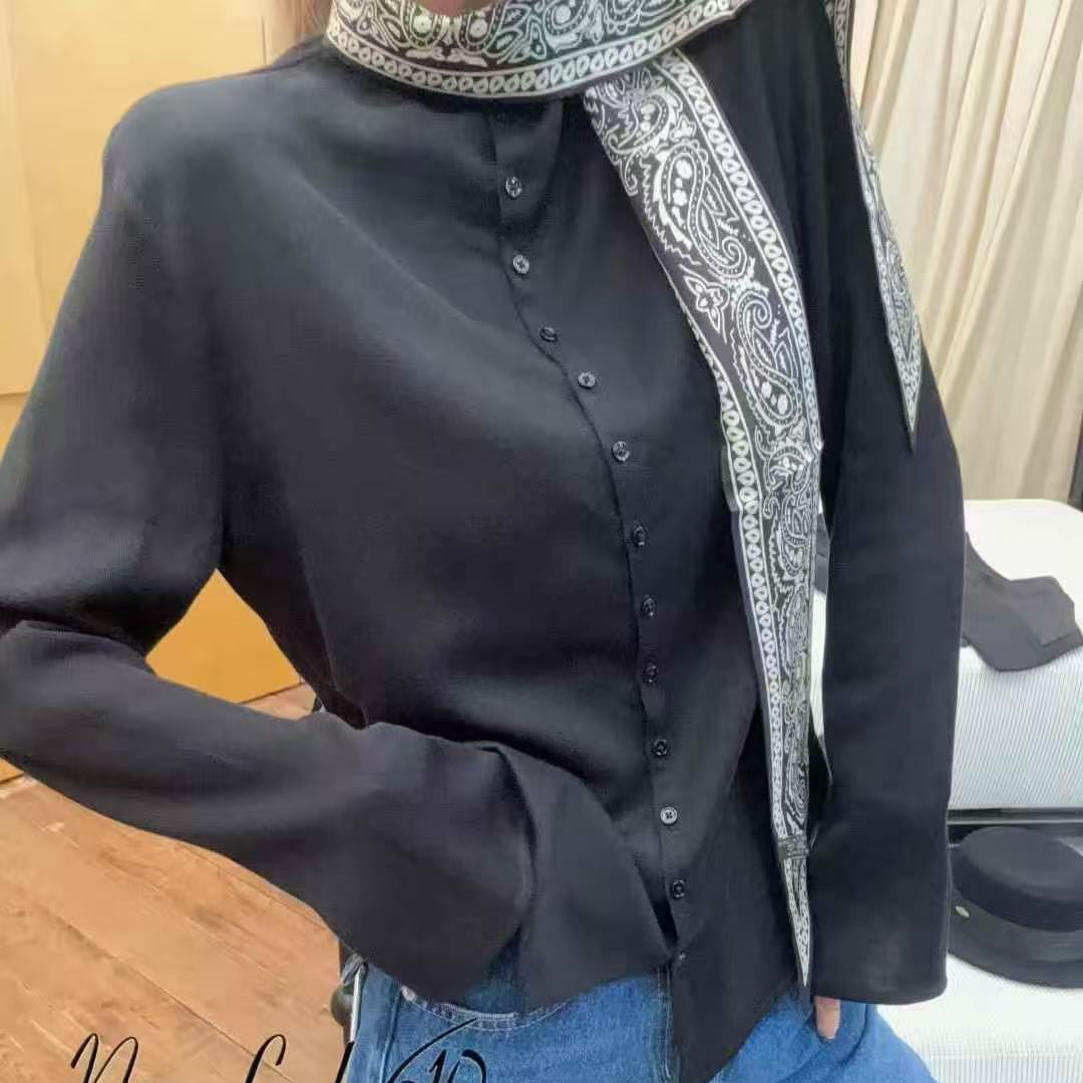 长袖立领衬衫纯色77493