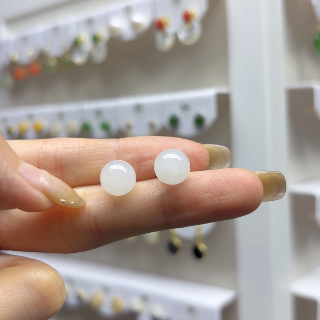 银S925镶嵌和田玉耳饰