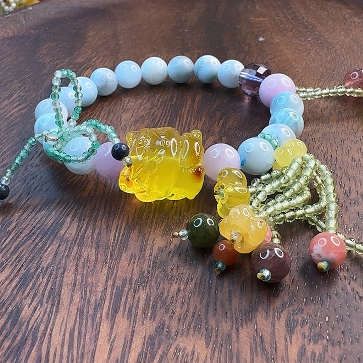 琥珀未镶嵌耳饰琥珀手串