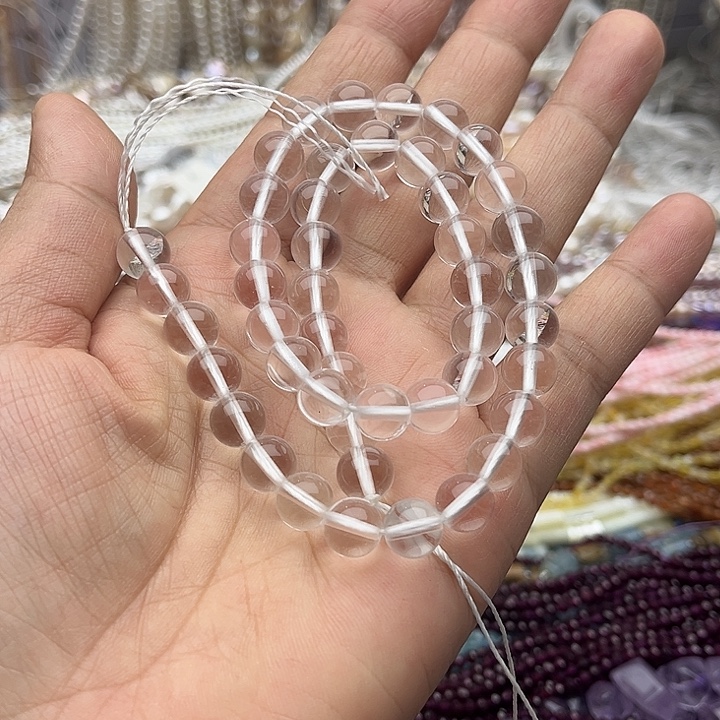 玛瑙/玉髓未镶嵌珠宝半成品一条8mm左右净体白水晶