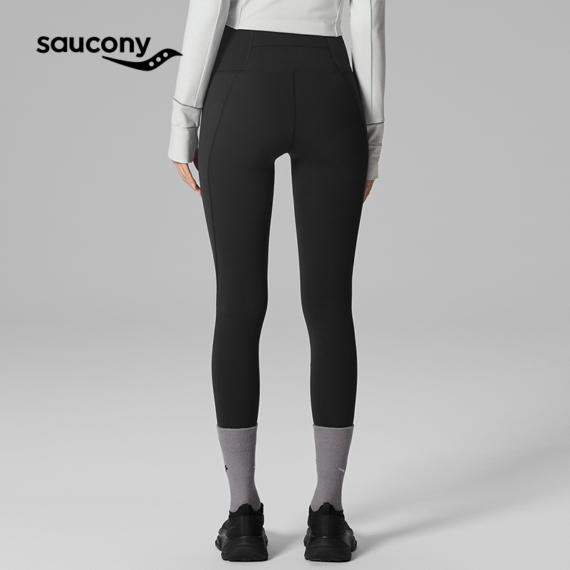 Saucony索康尼官方女子双面磨毛柔软亲肤高腰设计针织紧身长裤