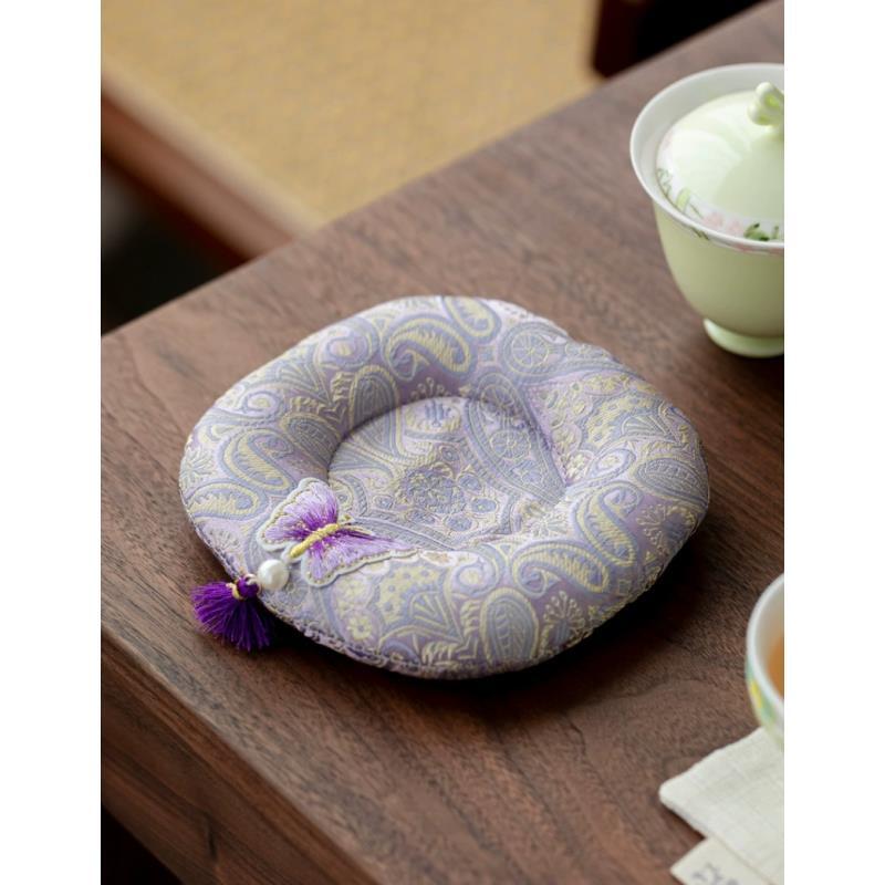 伴斤好物  布艺壶承-木槿紫凤苓(圆形) CZB0014