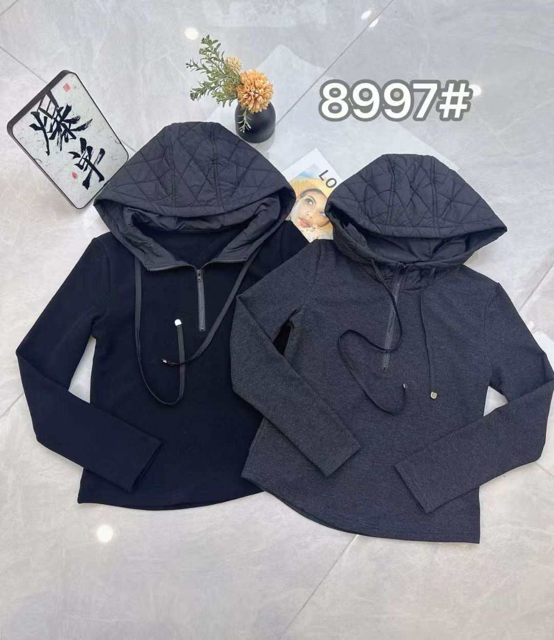 半拉链拼接仿加棉帽衫德绒女2025秋冬新款磨毛软糯设计感长袖