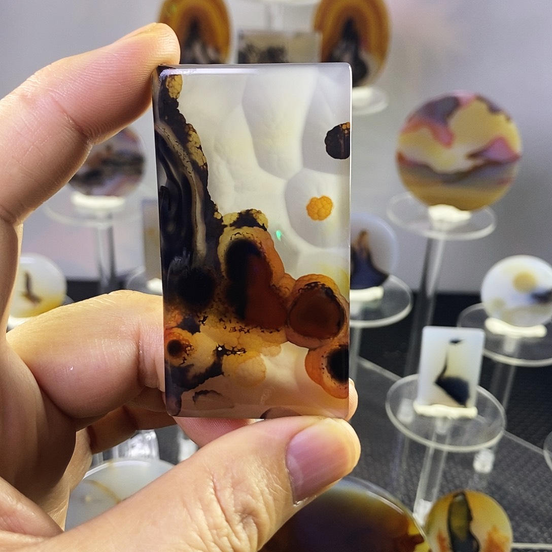 合成碳硅石非金属时尚图纹画面石饰品