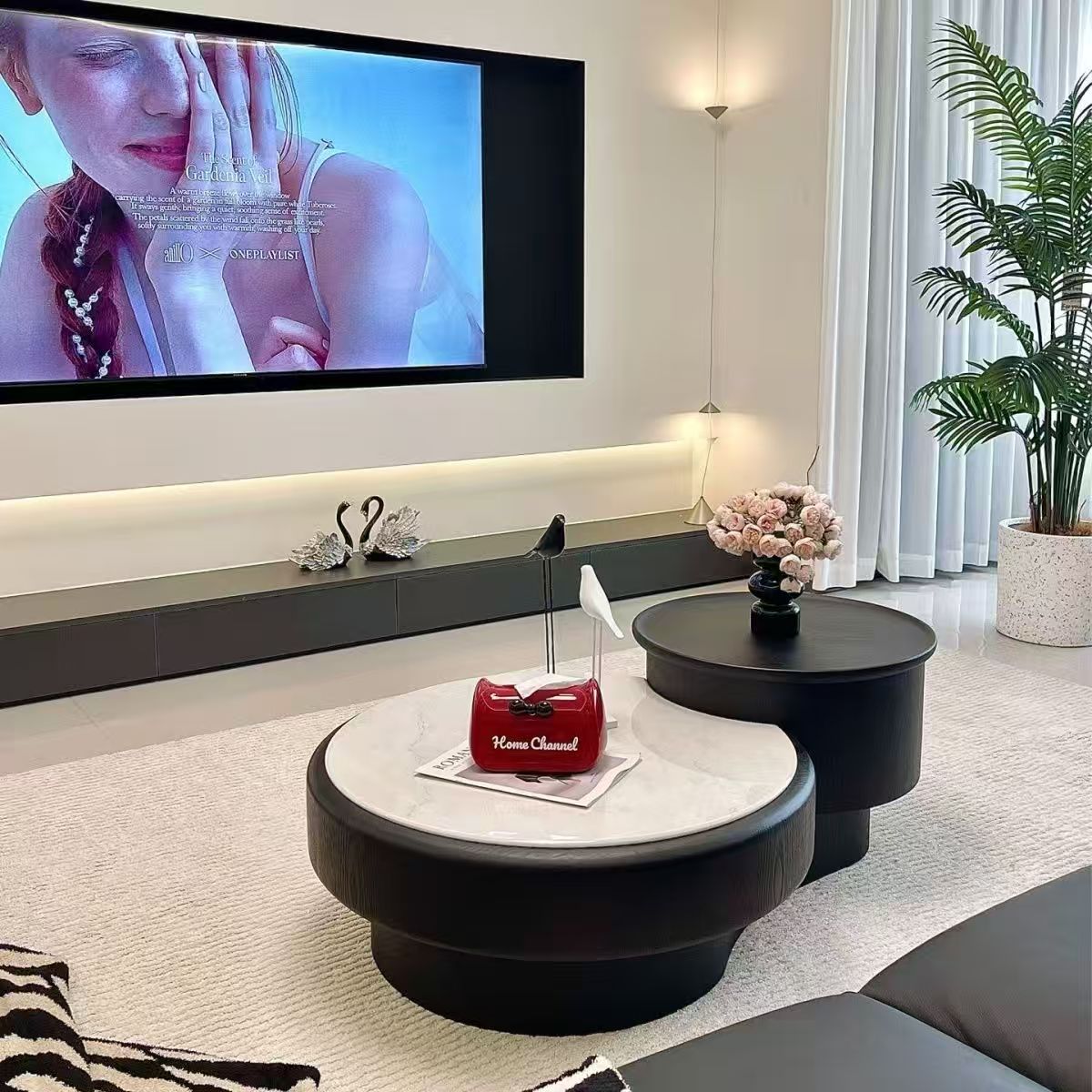 意式极简微晶石茶几轻奢组合高级客厅家用小户型储物现代简约茶几