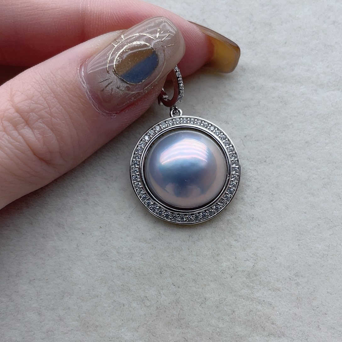 吊坠30银S925镶嵌拼合珍珠（马贝珠）