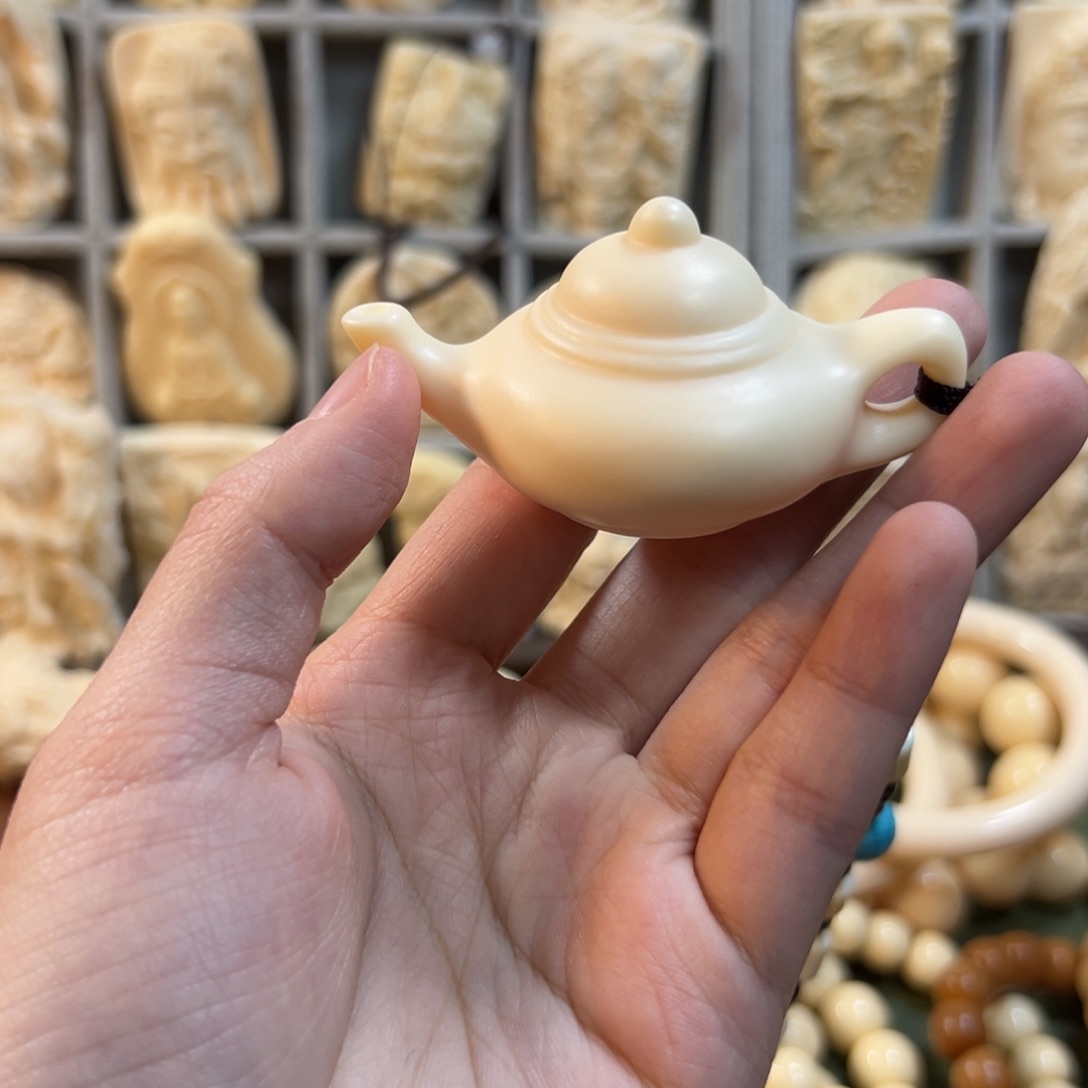 鹿角雕刻素把把壶