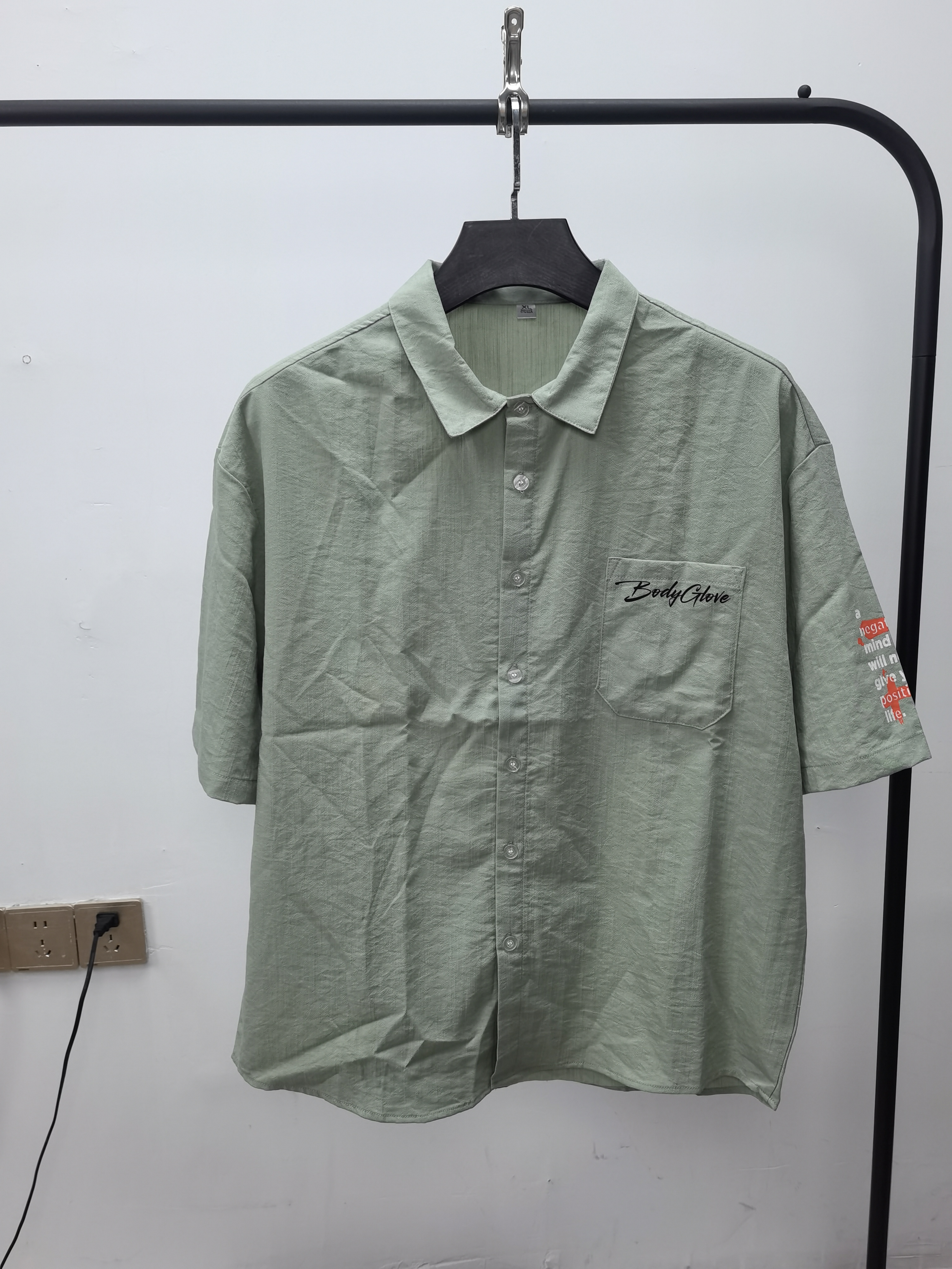 夏季潮流时尚字母男士衬衫外套衬衣宽松青春流行短袖男孤品