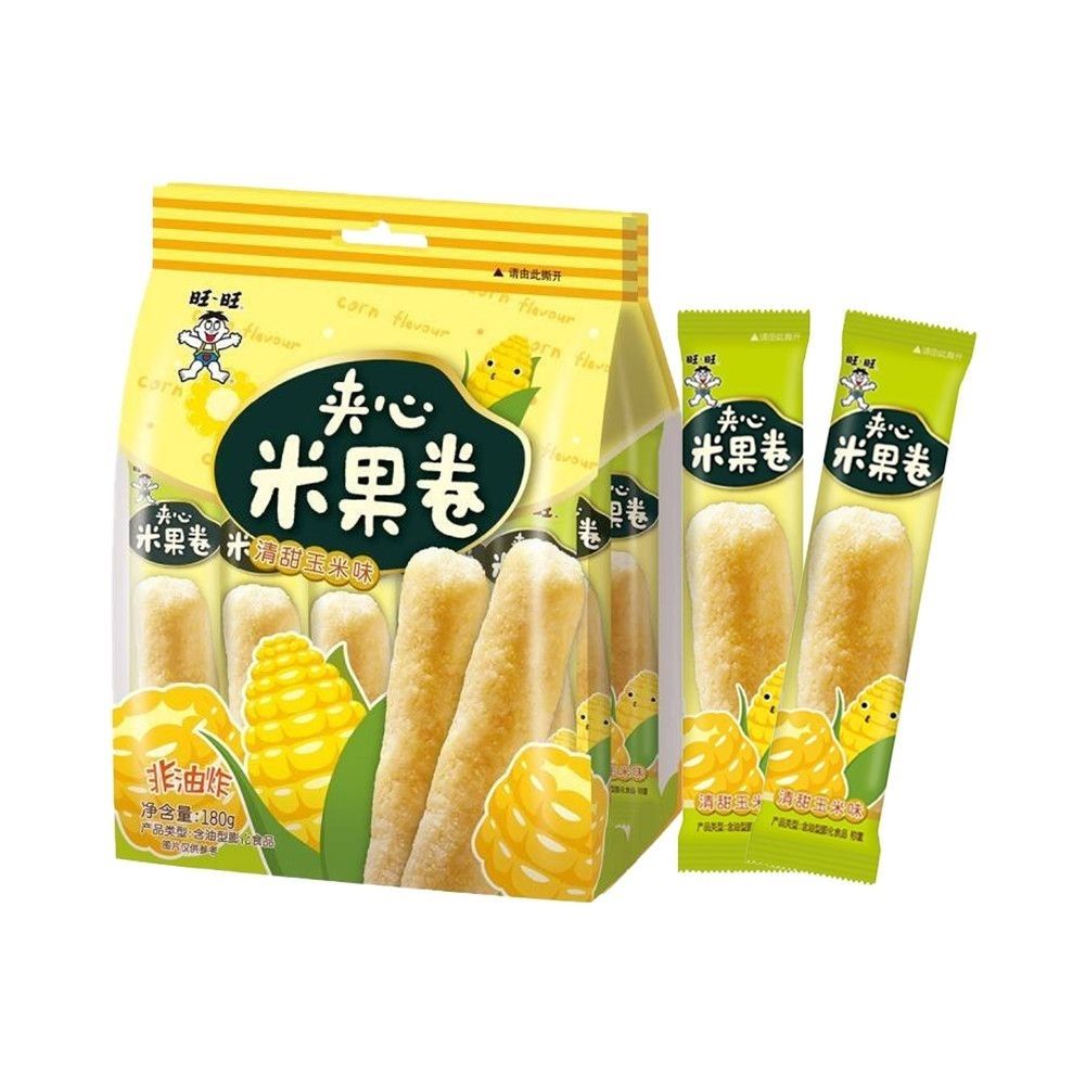 旺旺180克夹心米果卷芝士玉米番茄味膨化食品办公室零食小吃