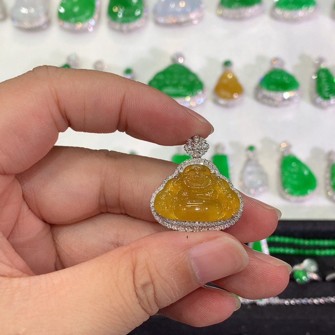 翡翠18K金镶嵌吊坠(不含链)吊坠