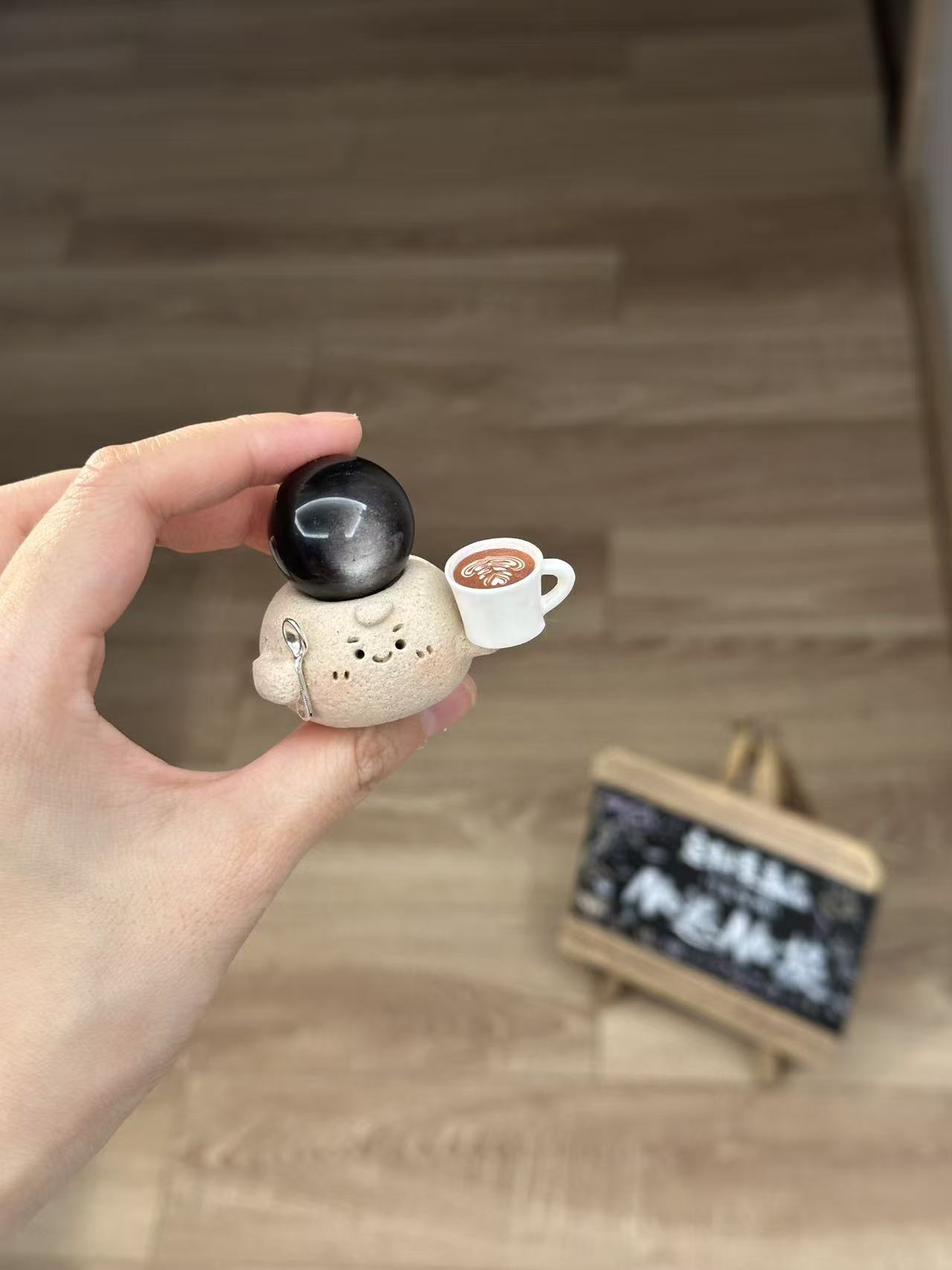 水晶小豆丁可爱高品质黑钥匙球