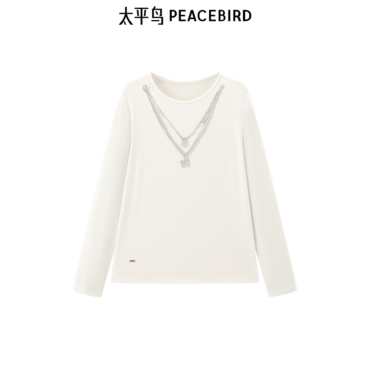 【赵老板专属】太平鸟女装2025年春新品新款纹样长袖T恤A3CPF1139