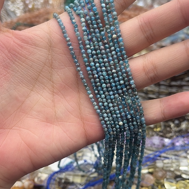 玛瑙/玉髓合金珠宝半成品一条2.5mm左右蓝磷辉刻面