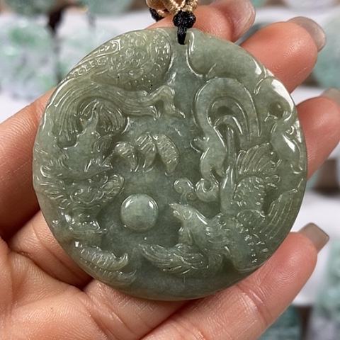 翡翠颈饰未镶嵌龙凤呈祥福利