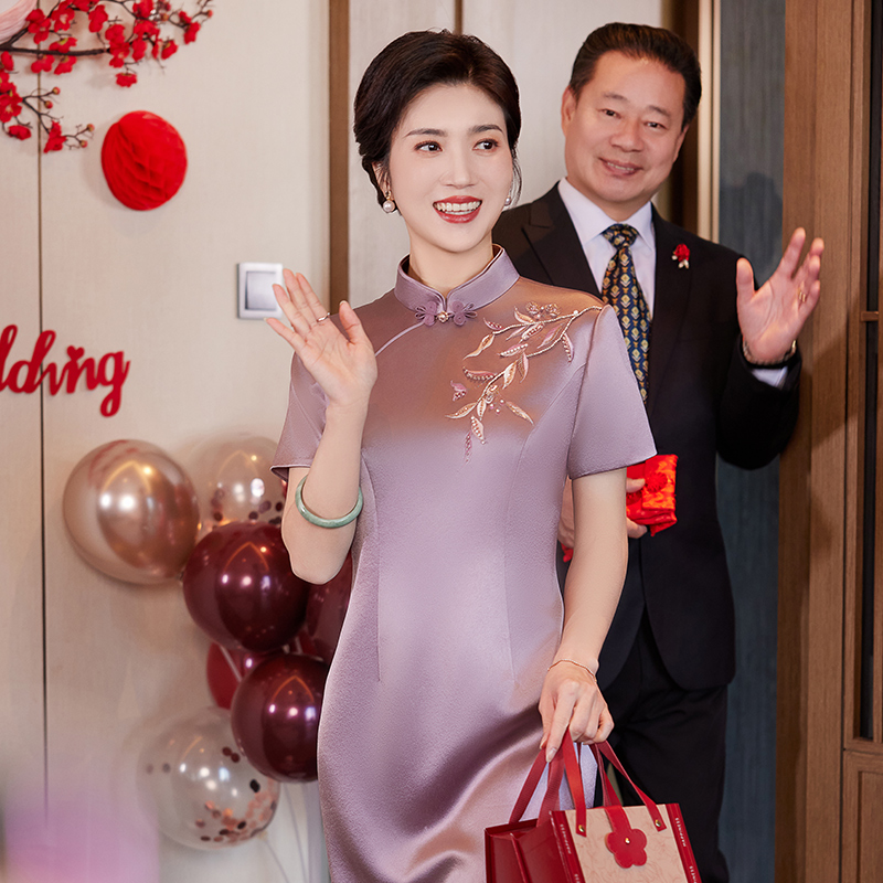 蕾蒂若新中式结婚妈妈礼服旗袍新款夏季喜服1392