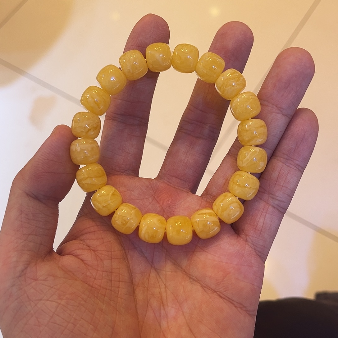 手链蜜蜡未镶嵌黄白虎皮11.5mm精工
