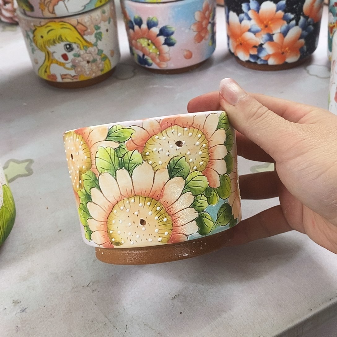 紫砂花盆手绘满28包邮