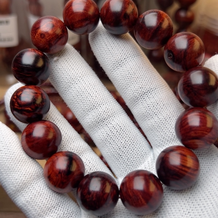 木木本海南红降花梨公16圆珠单圈瑕疵