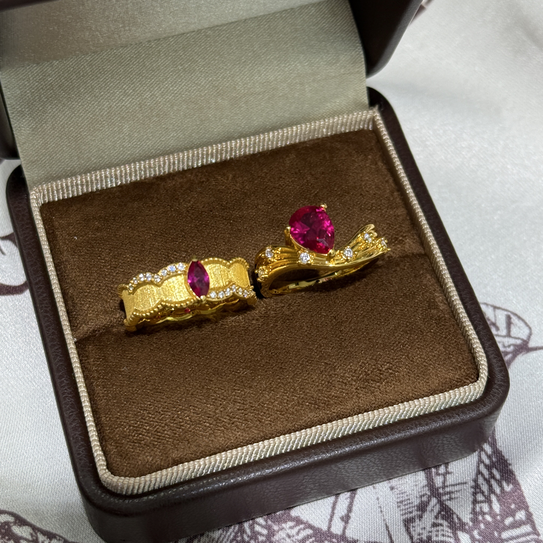 足金999中古红宝戒指送女生新年礼物