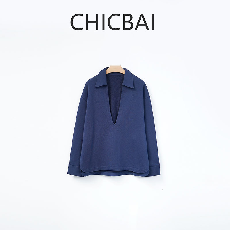 CHICBAI 叠穿vtg极简深V宽松卫衣