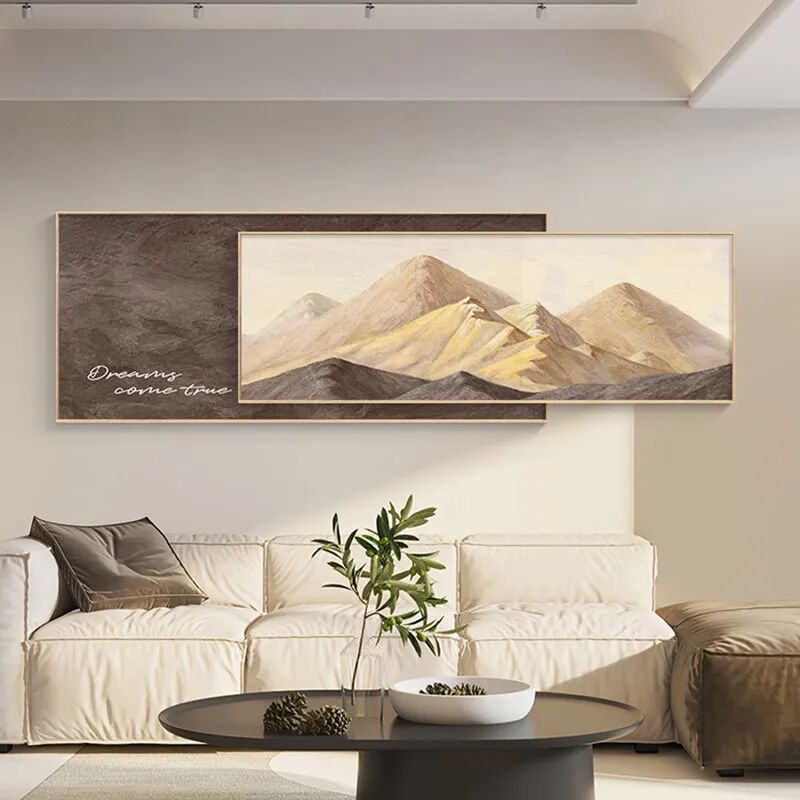 北欧风背有靠山客厅装饰画简约大气肌理沙发背景墙挂画叠加壁画