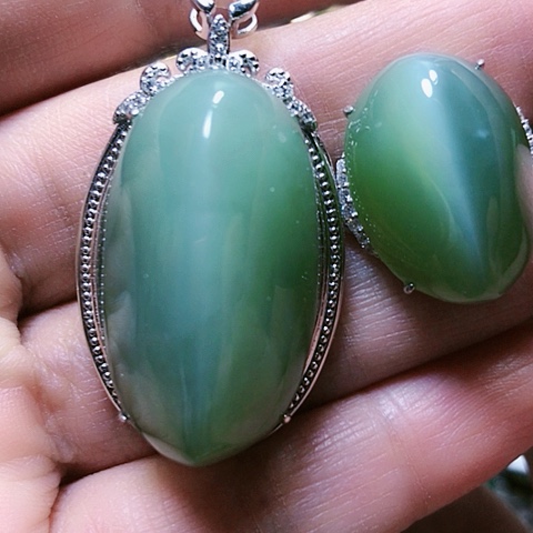 和田玉戒指银S925镶嵌